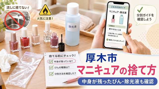 【厚木市】マニキュアは何ごみ？中身あり・固まった場合と除光液との違い