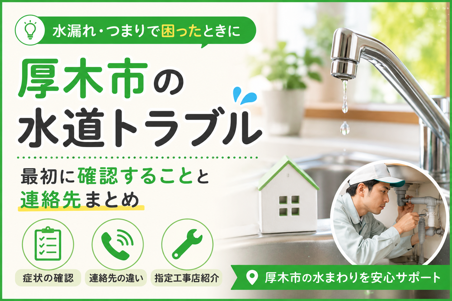 【厚木市】水道トラブルの連絡先、宅内か道路側か・賃貸か持ち家かで変わる
