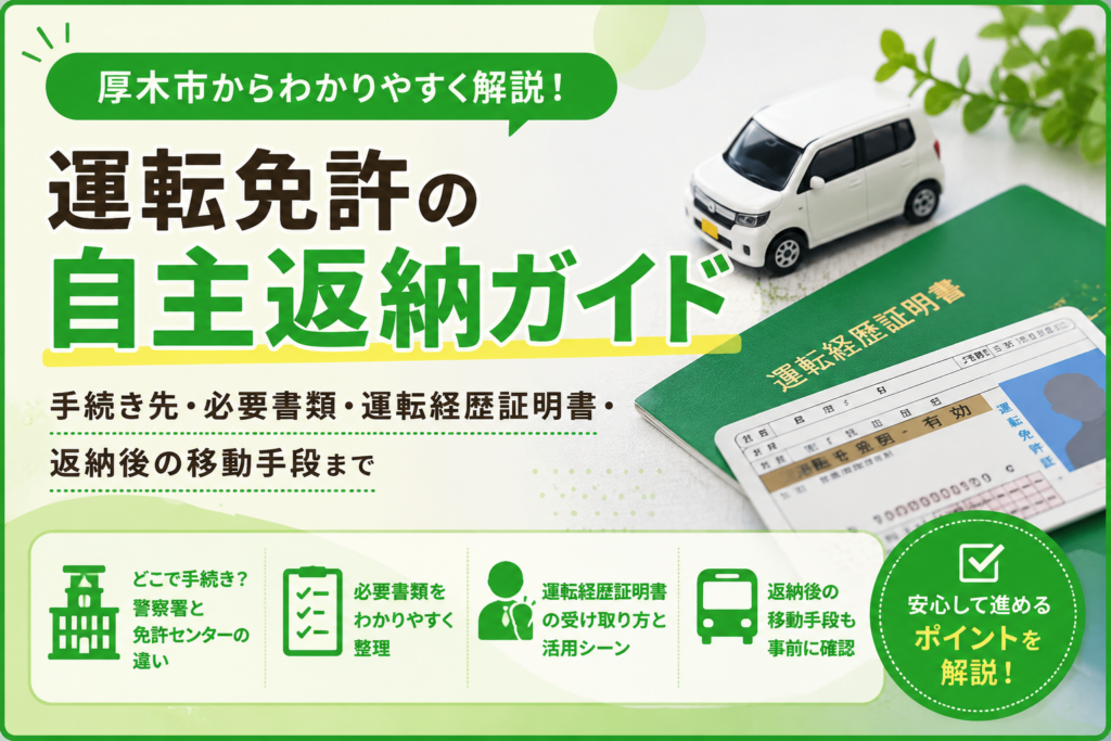 【厚木市】免許返納の手続き先、厚木警察署か免許センターかで何が変わる？
