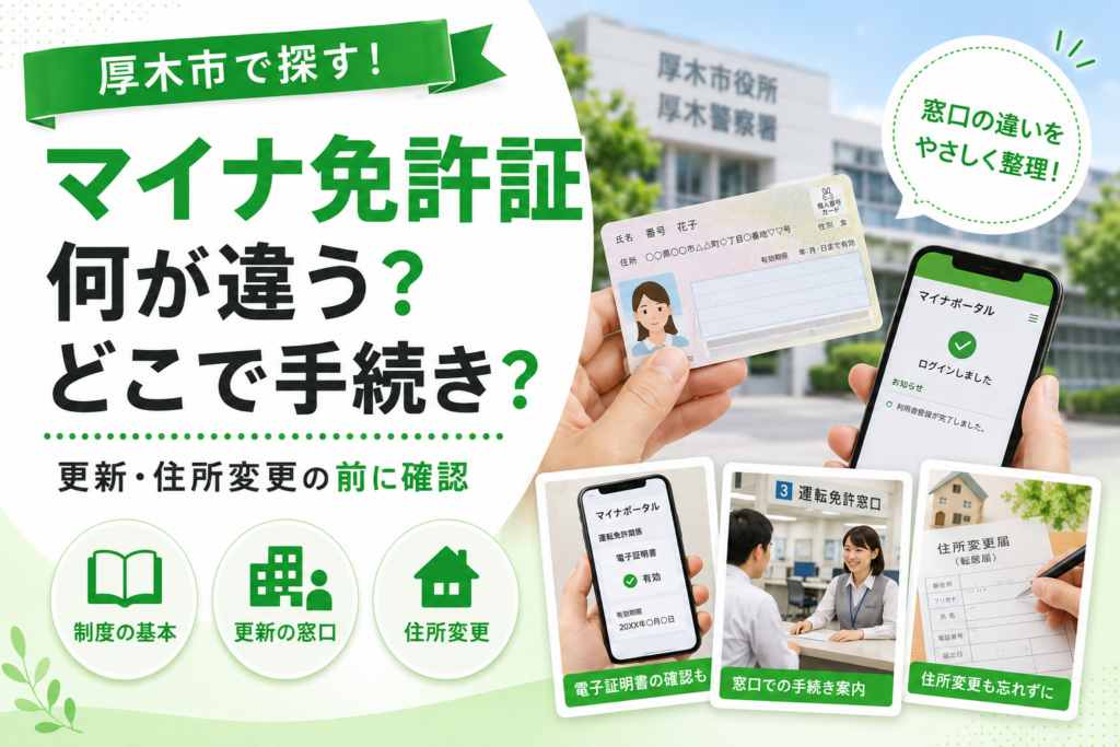 厚木市でマイナ免許証が気になるなら｜警察署と免許センター、どちらへ行く？