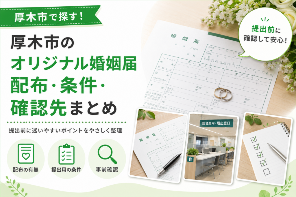 【厚木市】オリジナル婚姻届は提出用として使える？様式の条件と窓口の事前審査