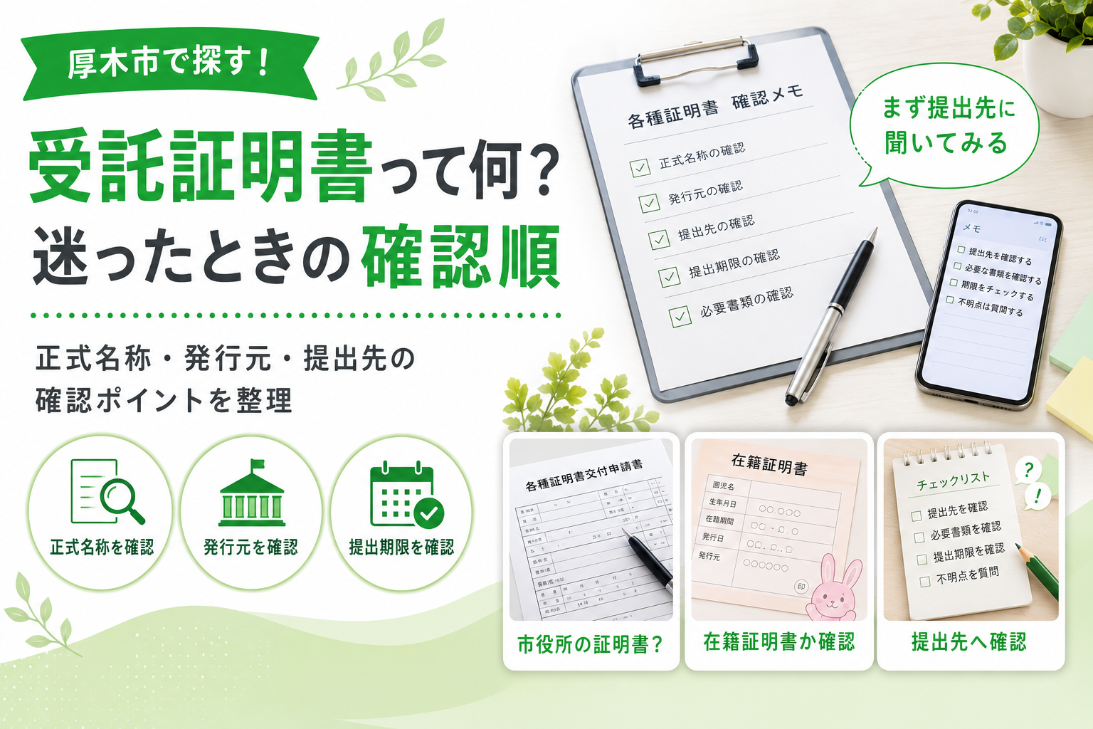 【厚木市】受託証明書とは？正式名称は提出先への確認が必要