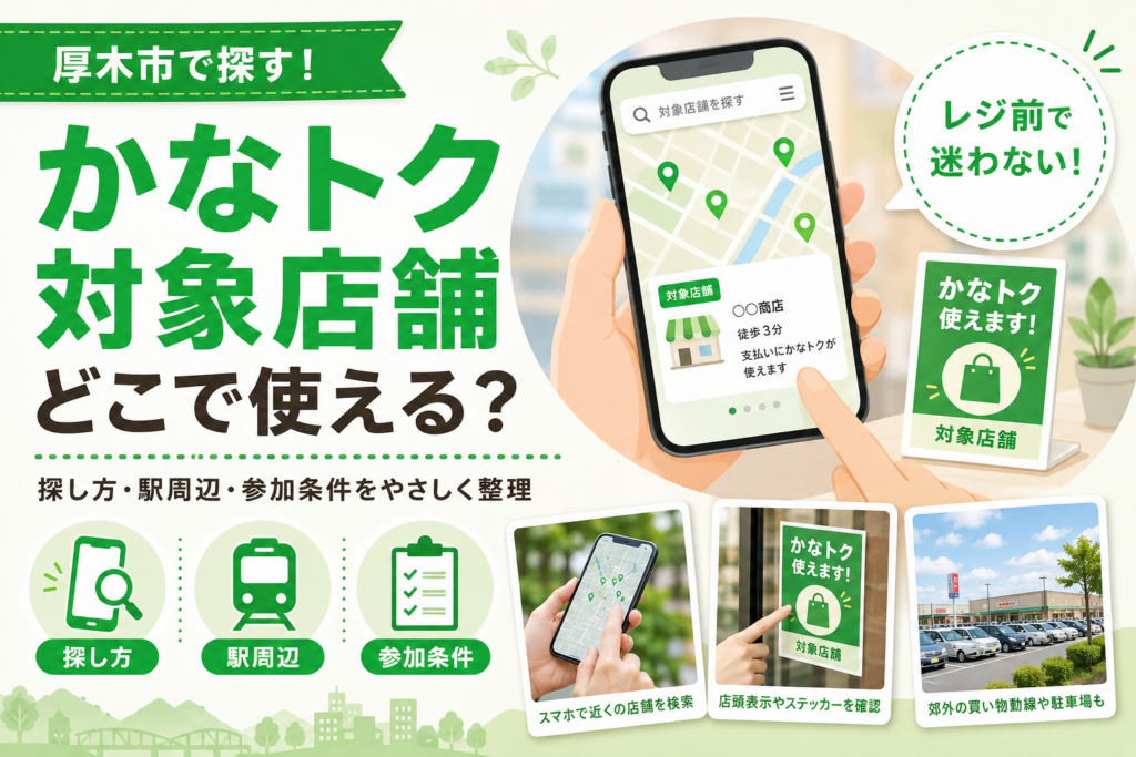 厚木市でかなトクの対象店舗を探すなら｜アプリ・店頭表示・公式で確認
