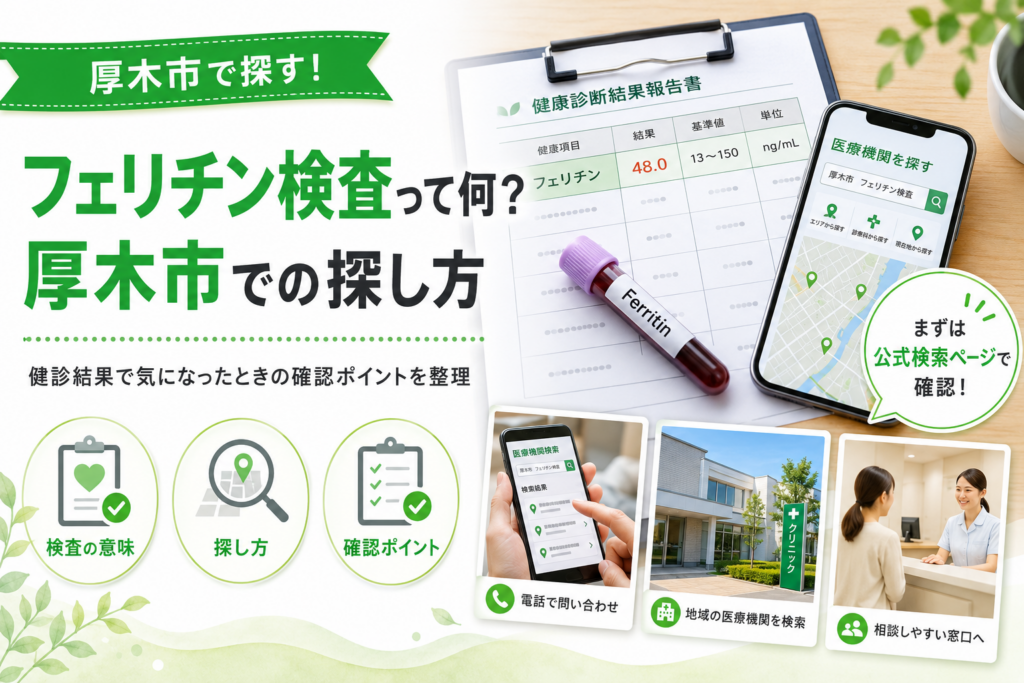 厚木市でフェリチン検査を探すなら｜医療機関はどこから探せる？