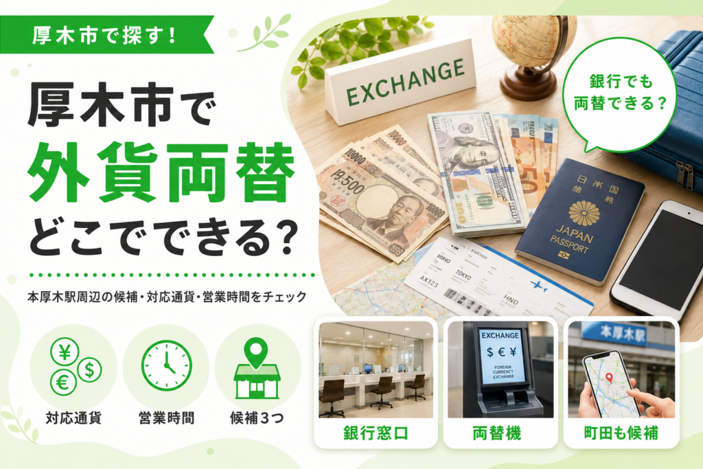 【厚木市】外貨両替できる場所3選｜本厚木駅周辺・町田駅周辺で紹介