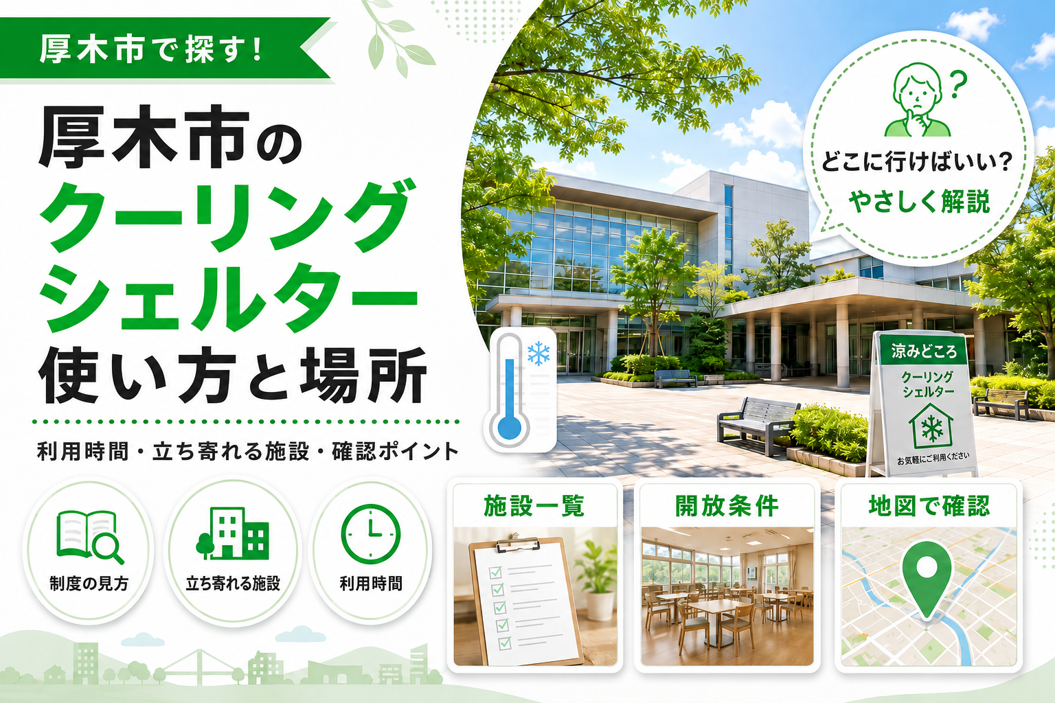 【厚木市】クーリングシェルターはどこにある？指定施設の場所と使える時間帯