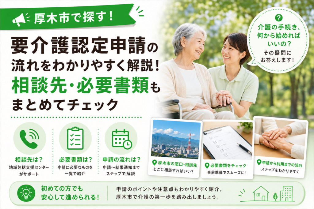 【厚木市】要介護認定申請、窓口はどこ？新規・更新・区分変更で何が変わる？