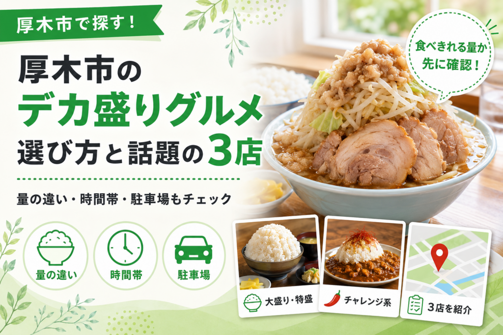 【厚木市】デカ盛りグルメ3店｜定食・そば・ラーメン、駐車場ありで行きやすい店を紹介