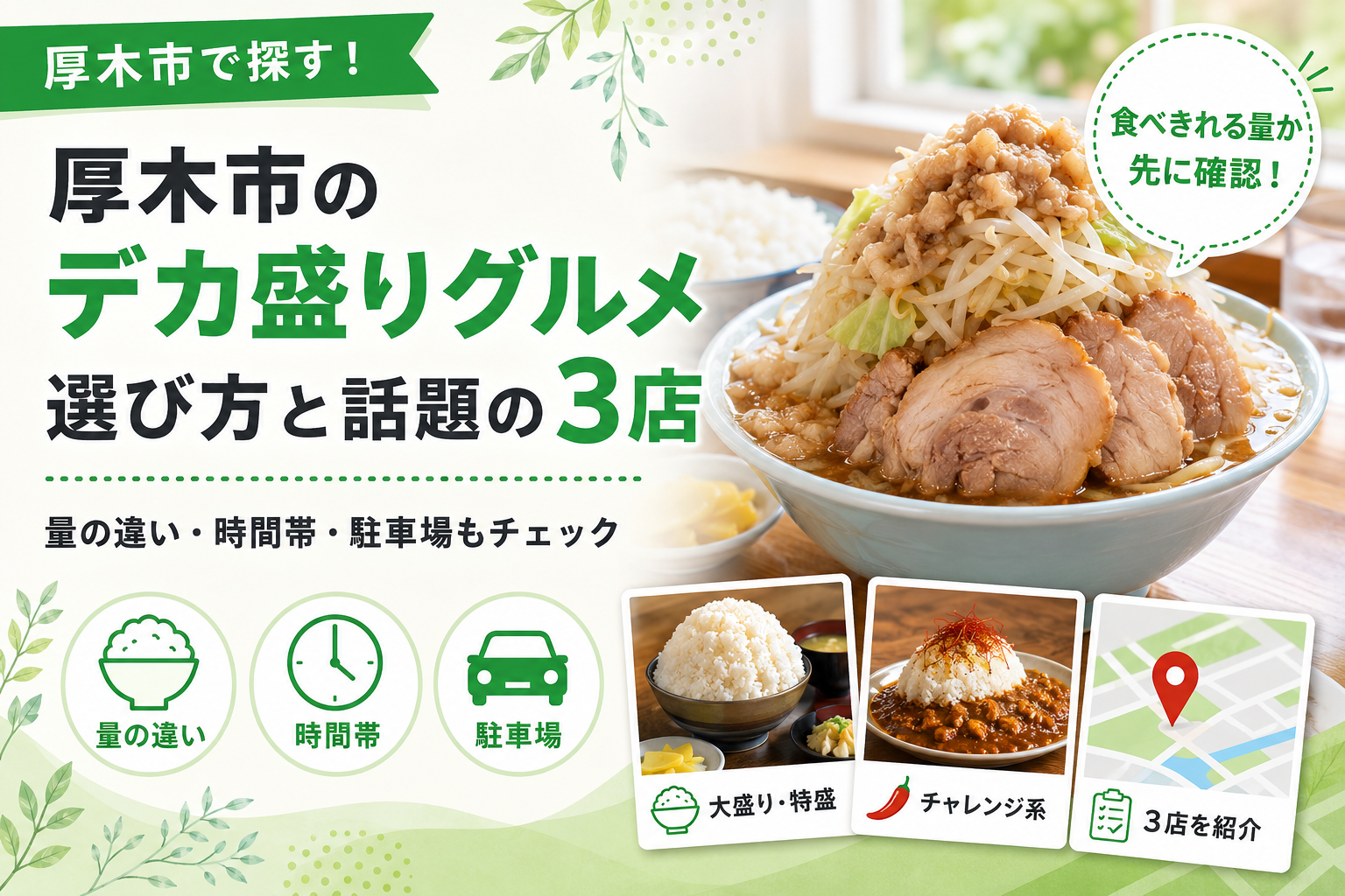 【厚木市】デカ盛りグルメ3店｜定食・そば・ラーメン、駐車場ありで行きやすい店を紹介