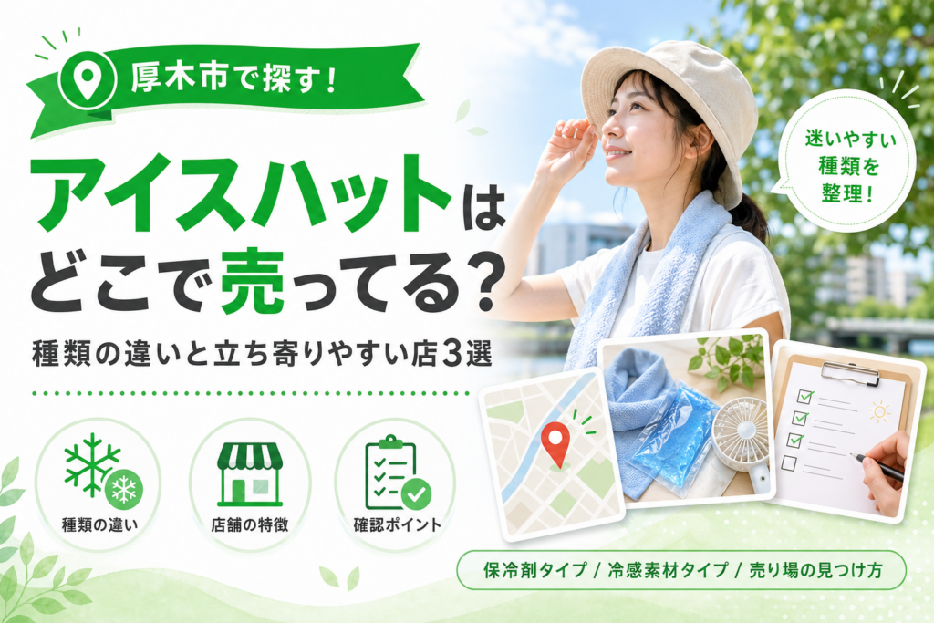 【厚木市】アイスハットはどこで買える？保冷剤タイプ・冷感素材タイプの違いと近隣3店