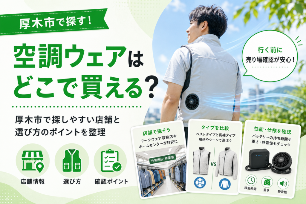 【厚木市】空調ウェアはどこで買う？作業用品店・ホームセンター4店を紹介