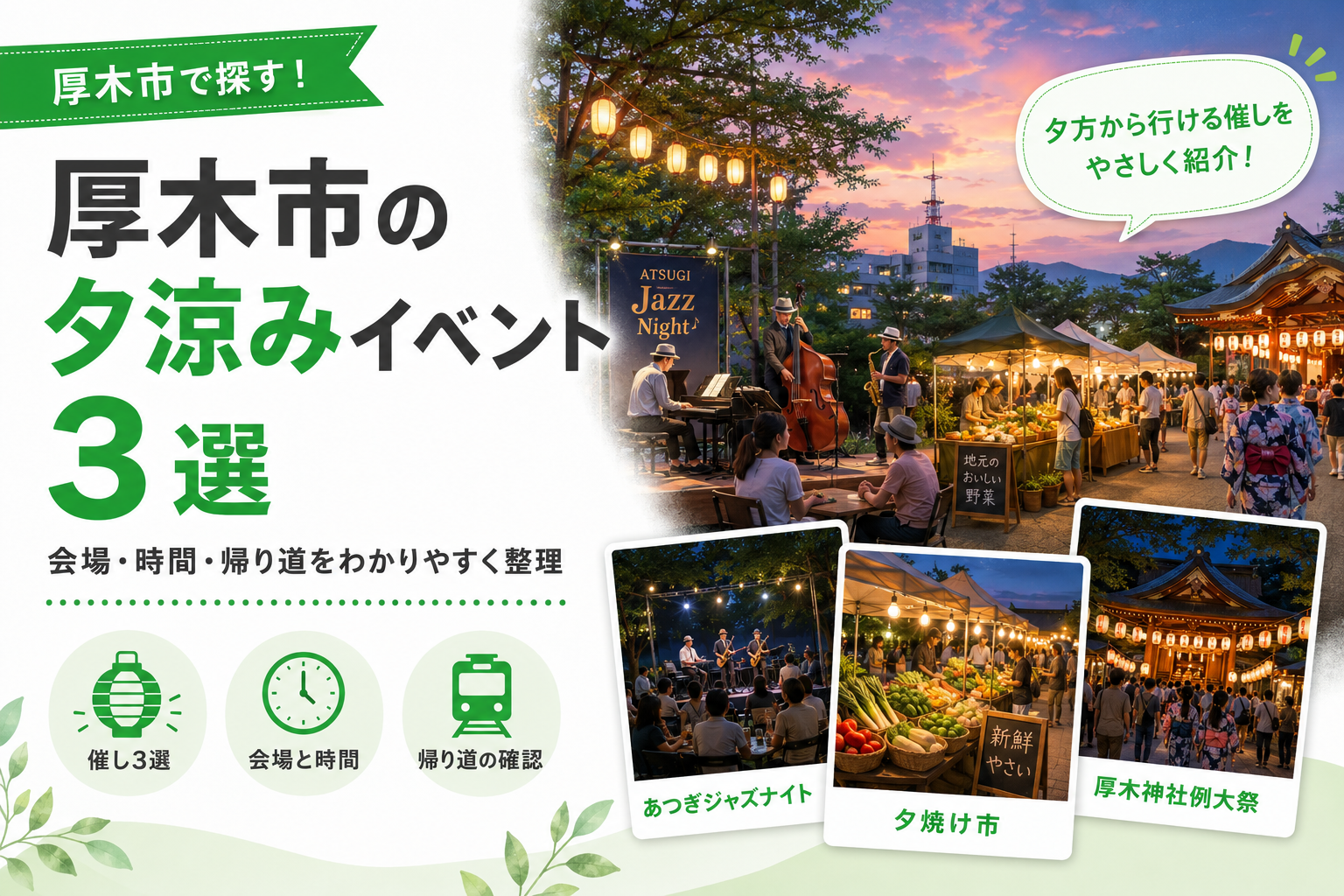 【厚木市】夏の夕方に出かけるなら｜ジャズナイト・夕焼け市・神社祭り3選