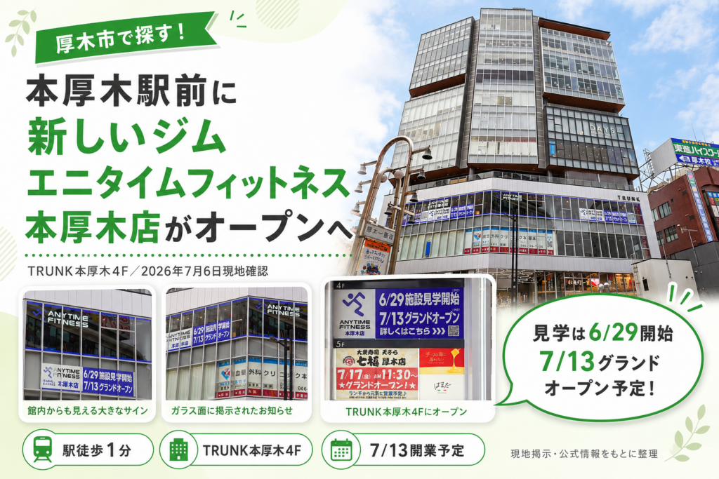 【本厚木】エニタイムフィットネスが開店｜場所とオープン日を確認