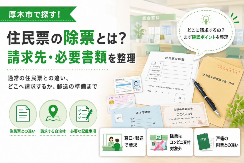 【厚木市】住民票の除票はどこへ請求？通常の住民票との違い