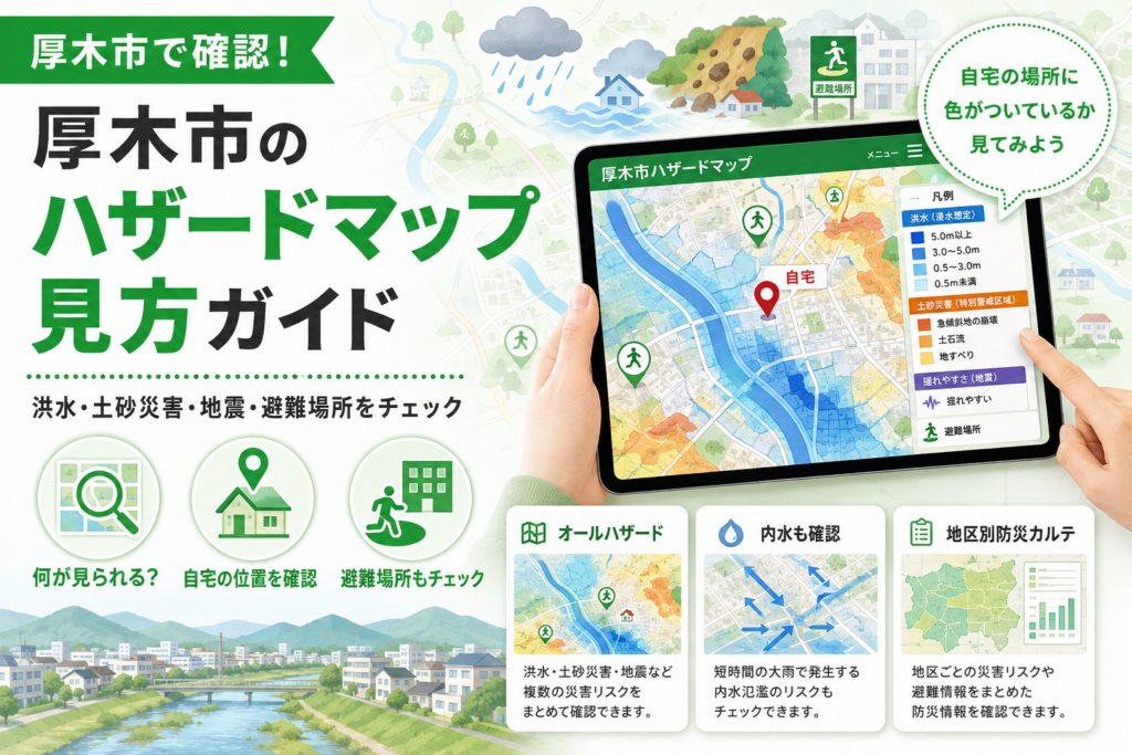 【厚木市】ハザードマップはどこで見る？洪水・土砂・地震で地図が分かれる