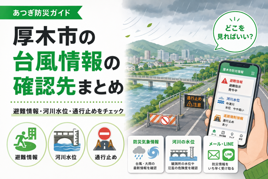 【厚木市】台風・大雨の情報はどこで見る？避難情報と河川水位