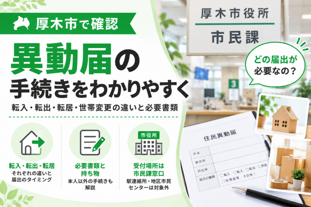 【厚木市】異動届、転入・転出・転居のどれを指す？