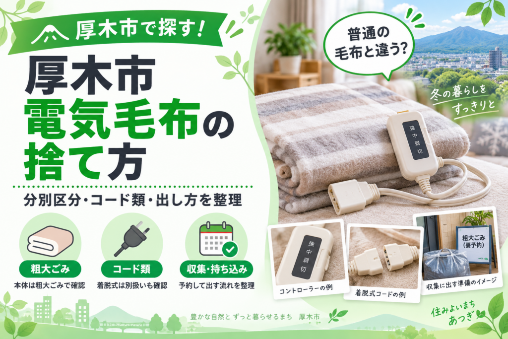 【厚木市】電気毛布の捨て方|コードとコントローラーも確認