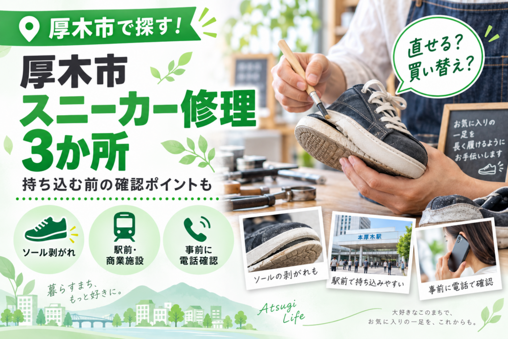 【厚木市】スニーカー修理3か所｜駅近・商業施設・車移動で紹介