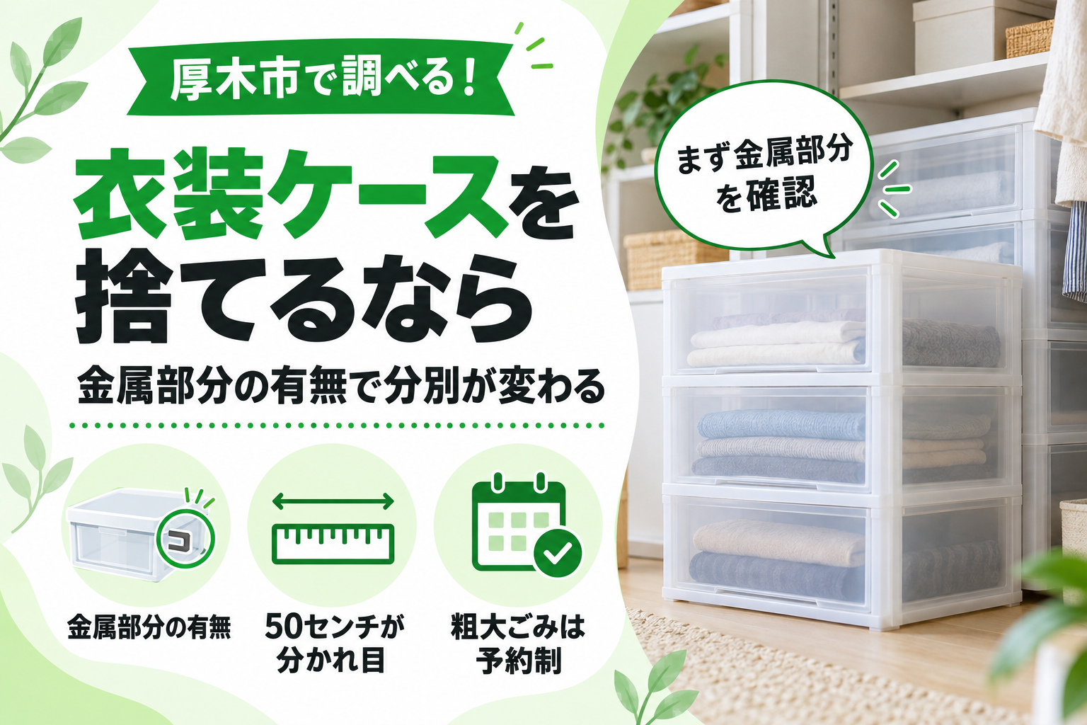 厚木市で衣装ケースを捨てるなら｜金属部分の有無で分別が変わる