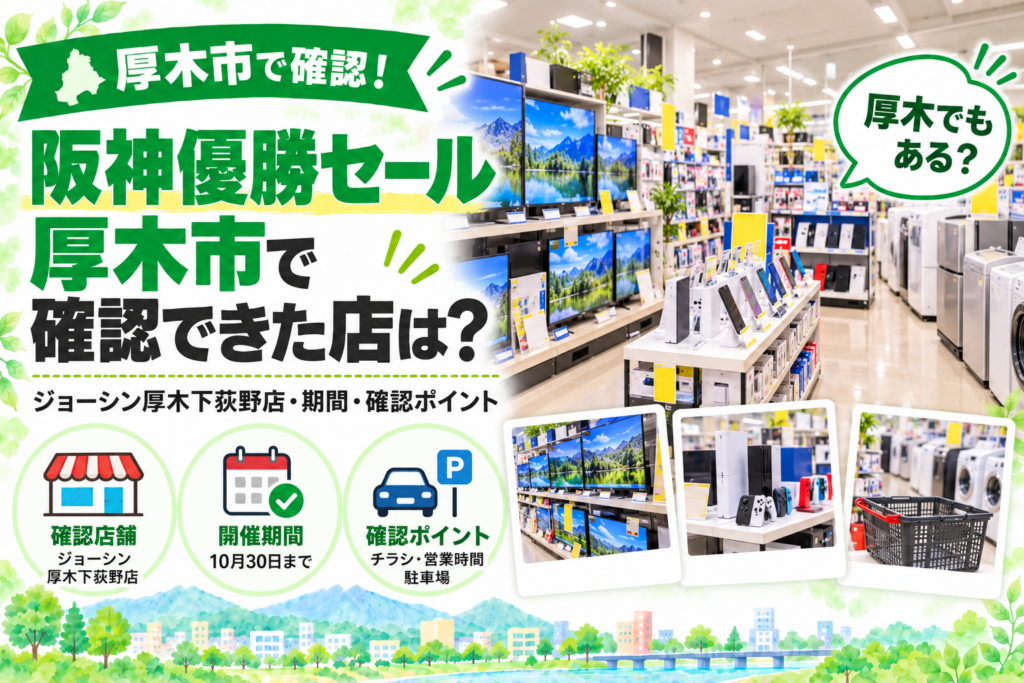 阪神優勝セール 厚木市で確認できた店は？ ジョーシン厚木下荻野店 10月30日まで